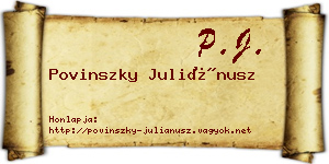 Povinszky Juliánusz névjegykártya